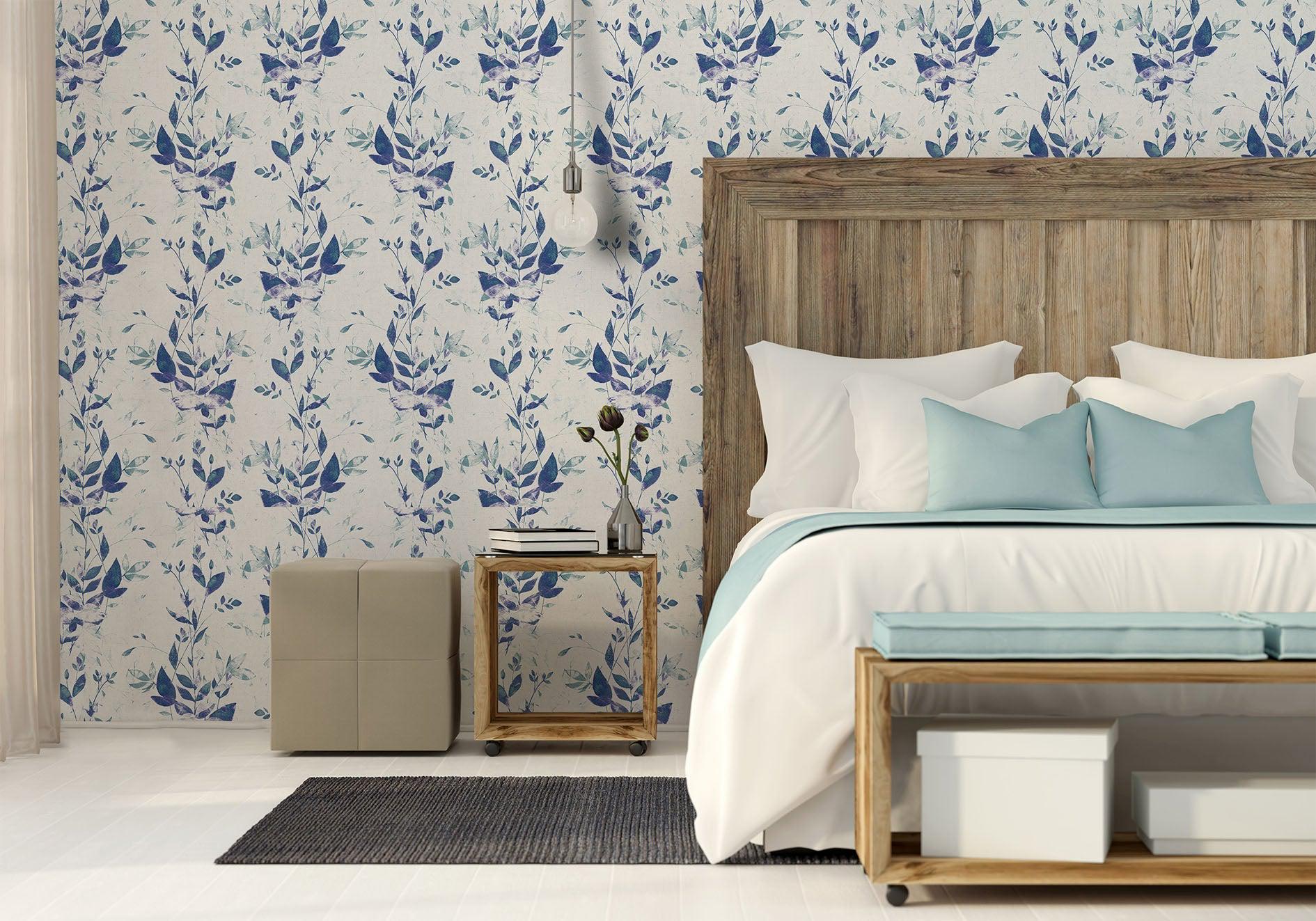 Blue Taranto Mural Wallpaper: Floral design wallpaper | Forest Homes