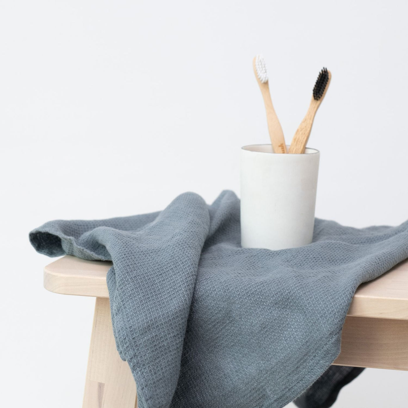 Blue Fog Linen Fine Waffle Towel