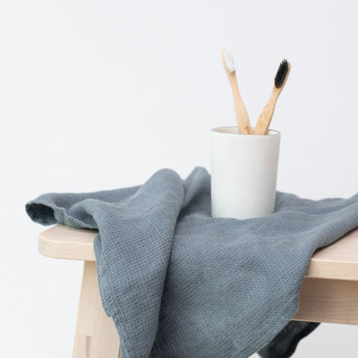 Blue Fog Linen Fine Waffle Towel