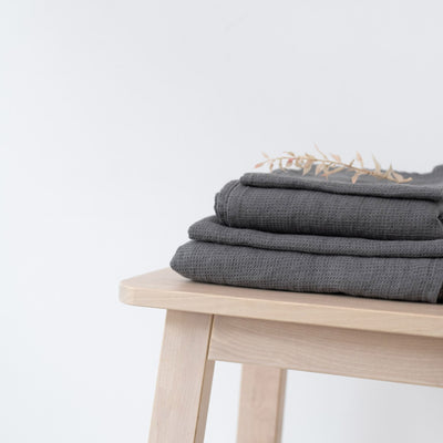 Charcoal Linen Fine Waffle Towel