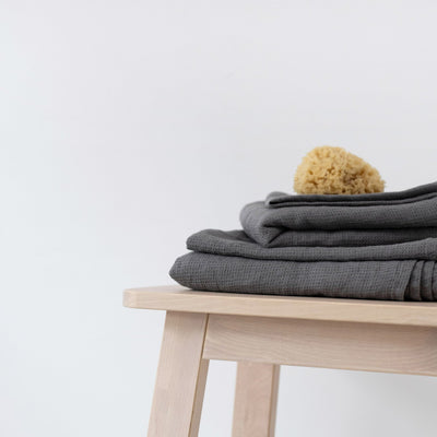 Charcoal Linen Fine Waffle Towel