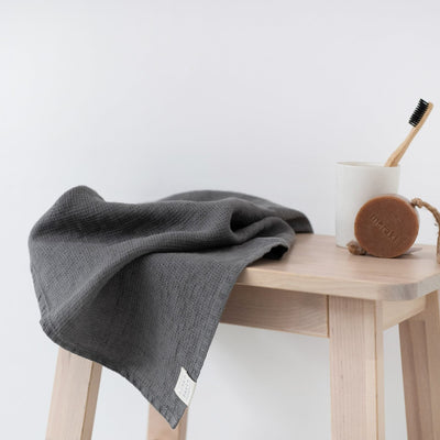 Charcoal Linen Fine Waffle Towel