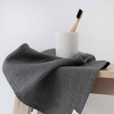 Charcoal Linen Fine Waffle Towel