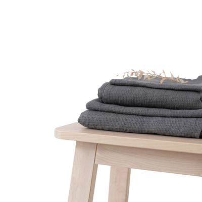 Charcoal Linen Fine Waffle Towel