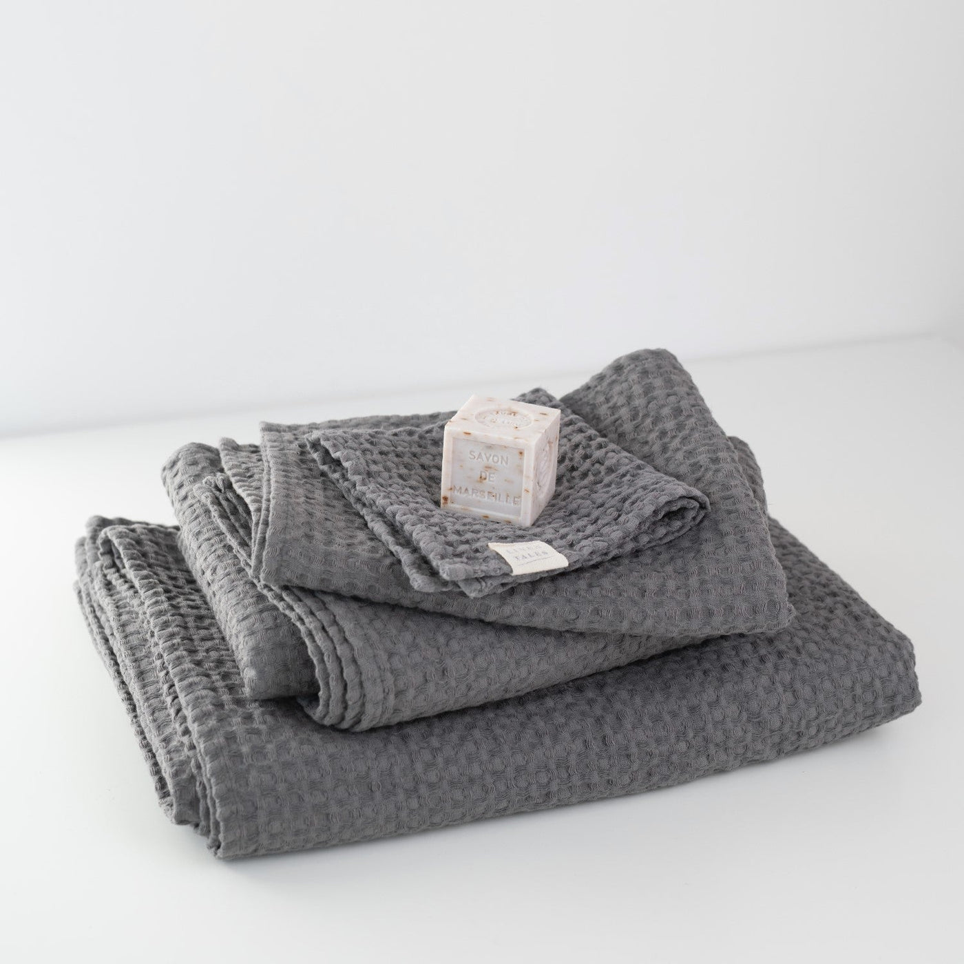 Dark Grey Linen & Cotton Waffle Towel