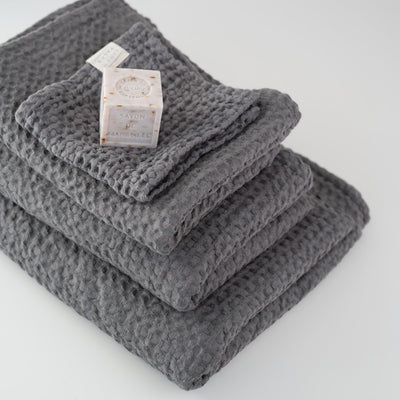 Dark Grey Linen & Cotton Waffle Towel