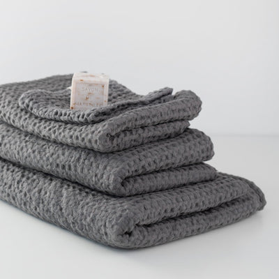 Dark Grey Linen & Cotton Waffle Towel