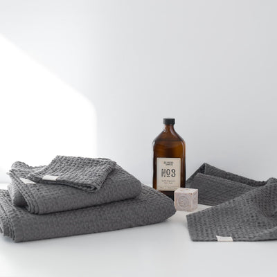 Dark Grey Linen & Cotton Waffle Towel