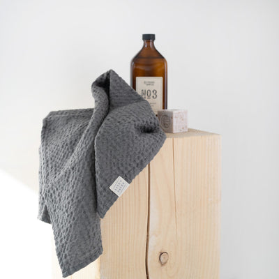 Dark Grey Linen & Cotton Waffle Towel