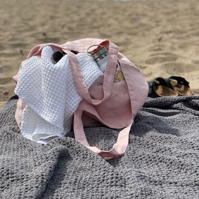 Dark Grey Linen & Cotton Waffle Towel