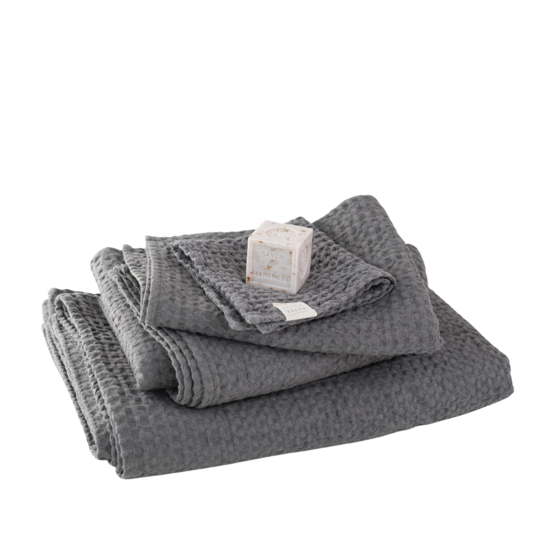 Dark Grey Linen & Cotton Waffle Towel