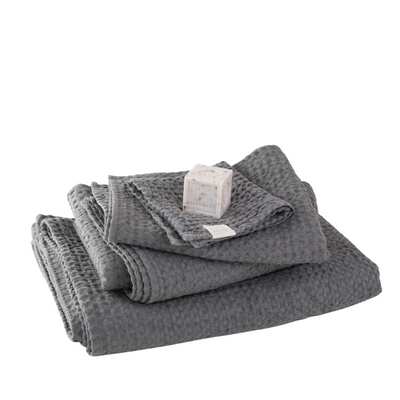 Dark Grey Linen & Cotton Waffle Towel