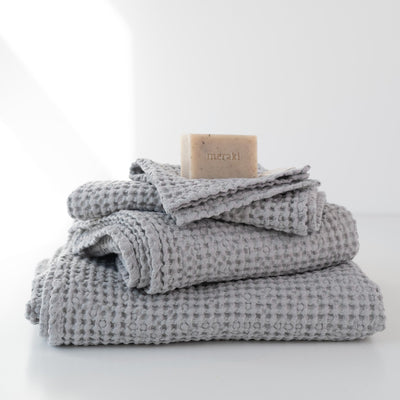 Light Grey Linen & Cotton Waffle Towel
