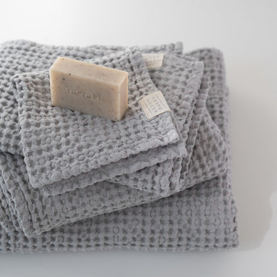 Light Grey Linen & Cotton Waffle Towel