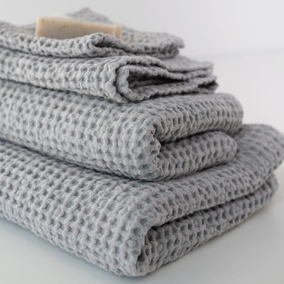 Light Grey Linen & Cotton Waffle Towel