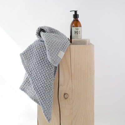 Light Grey Linen & Cotton Waffle Towel