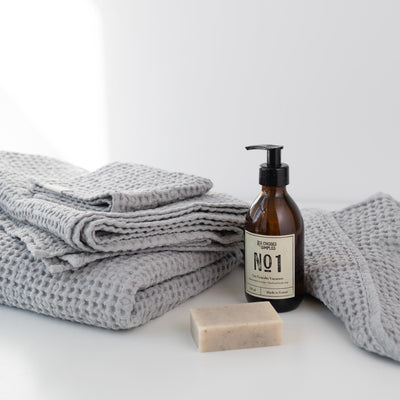 Light Grey Linen & Cotton Waffle Towel