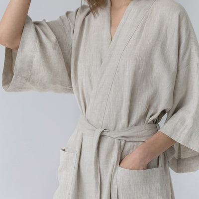 Melange Linen Bathrobe