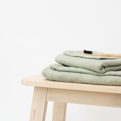 Sage Linen Fine Waffle Towel
