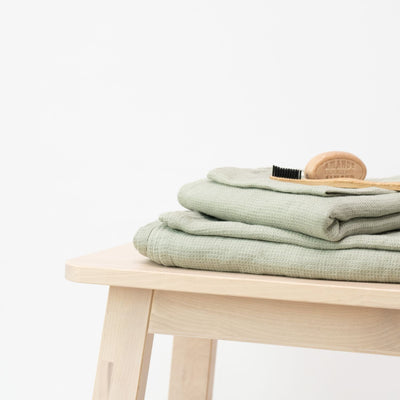 Sage Linen Fine Waffle Towel