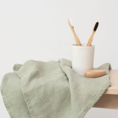 Sage Linen Fine Waffle Towel