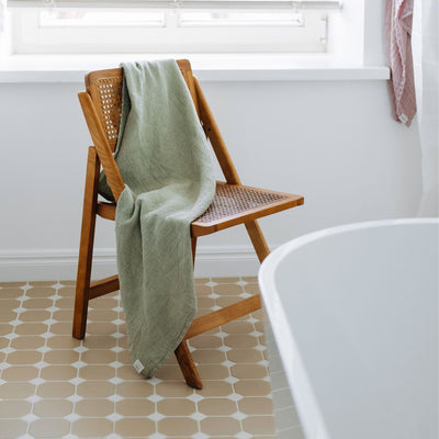 Sage Linen Fine Waffle Towel