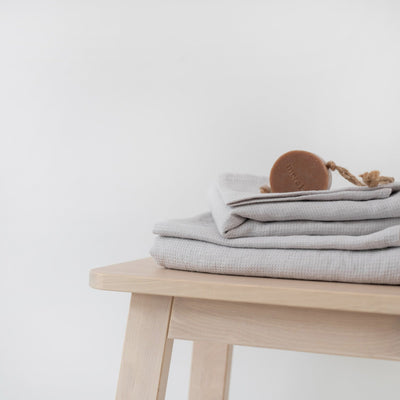 Silver Linen Fine Waffle Towel