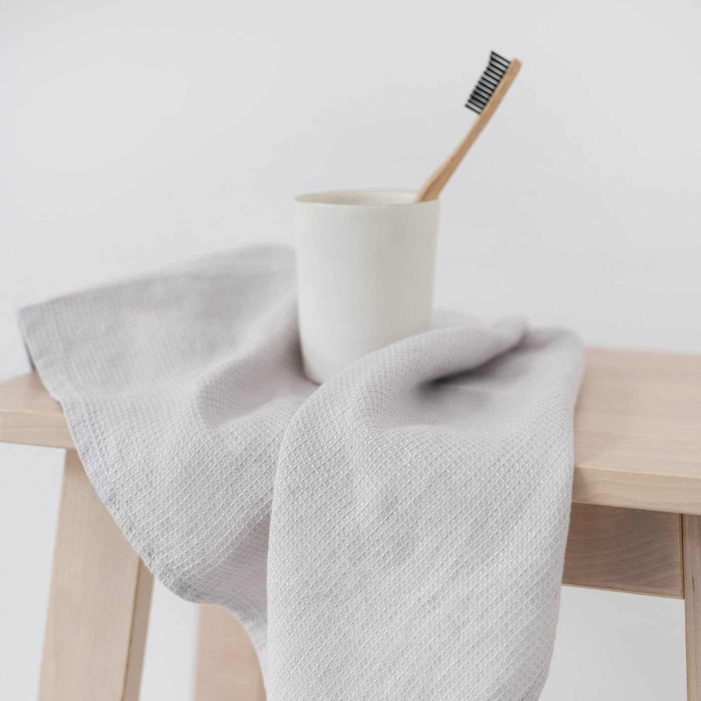 Silver Linen Fine Waffle Towel