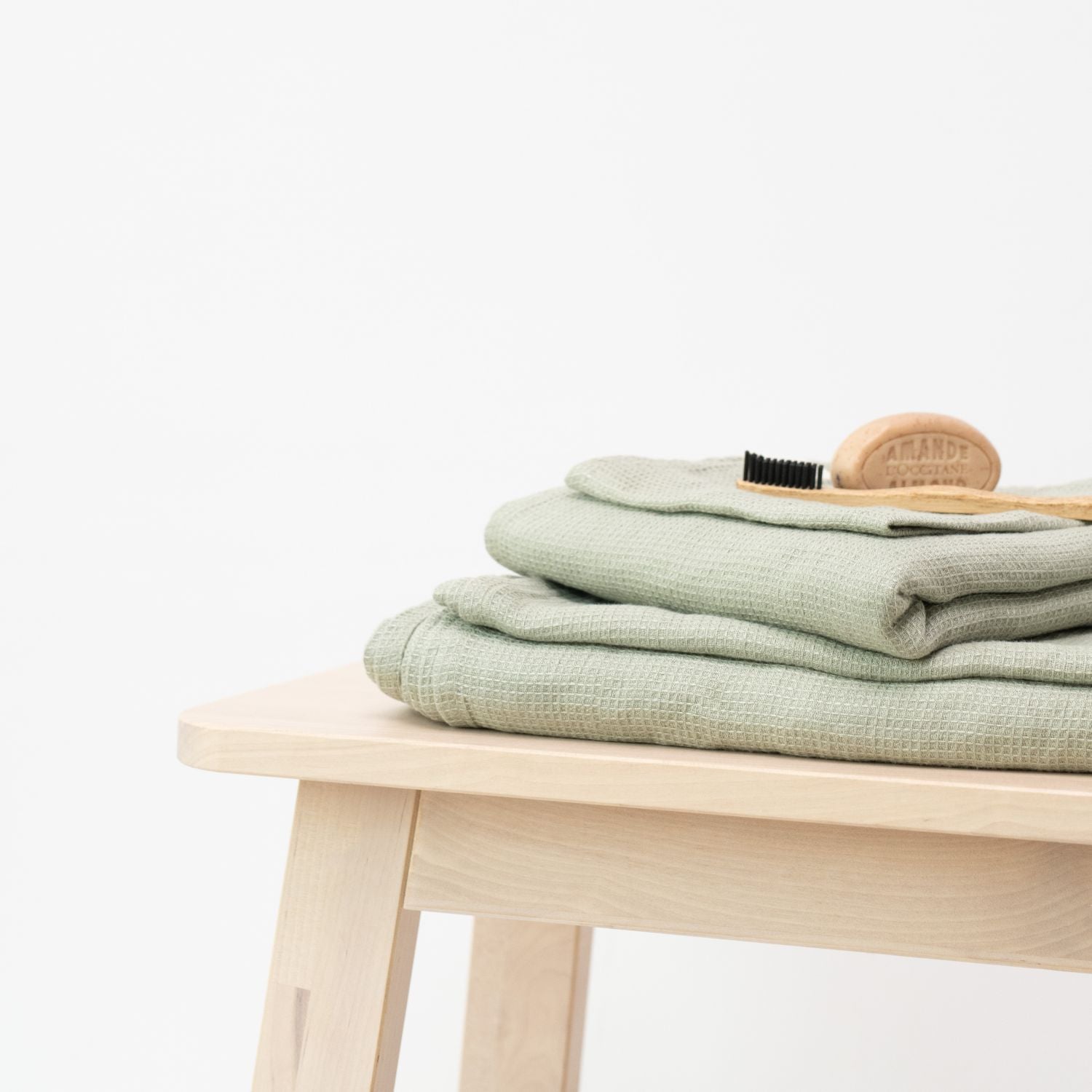 Moss Green Linen Towel. Hand, Body Towel Set. Softened Linen Beach