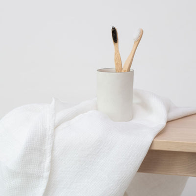 White Linen Fine Waffle Towel