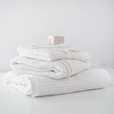 White Linen & Cotton Waffle Towel
