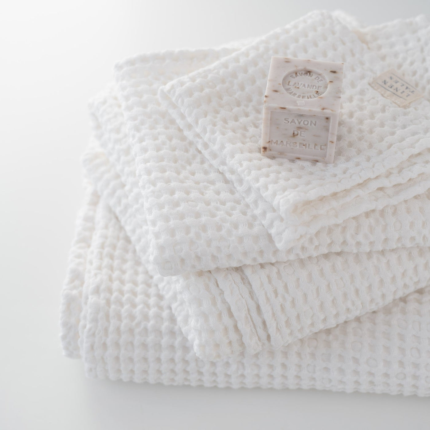 White Linen & Cotton Waffle Towel