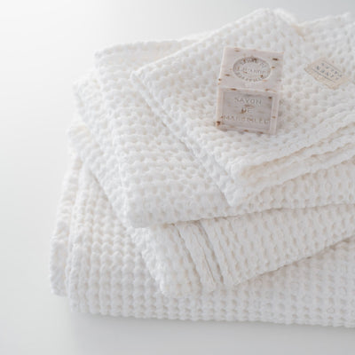 White Linen & Cotton Waffle Towel