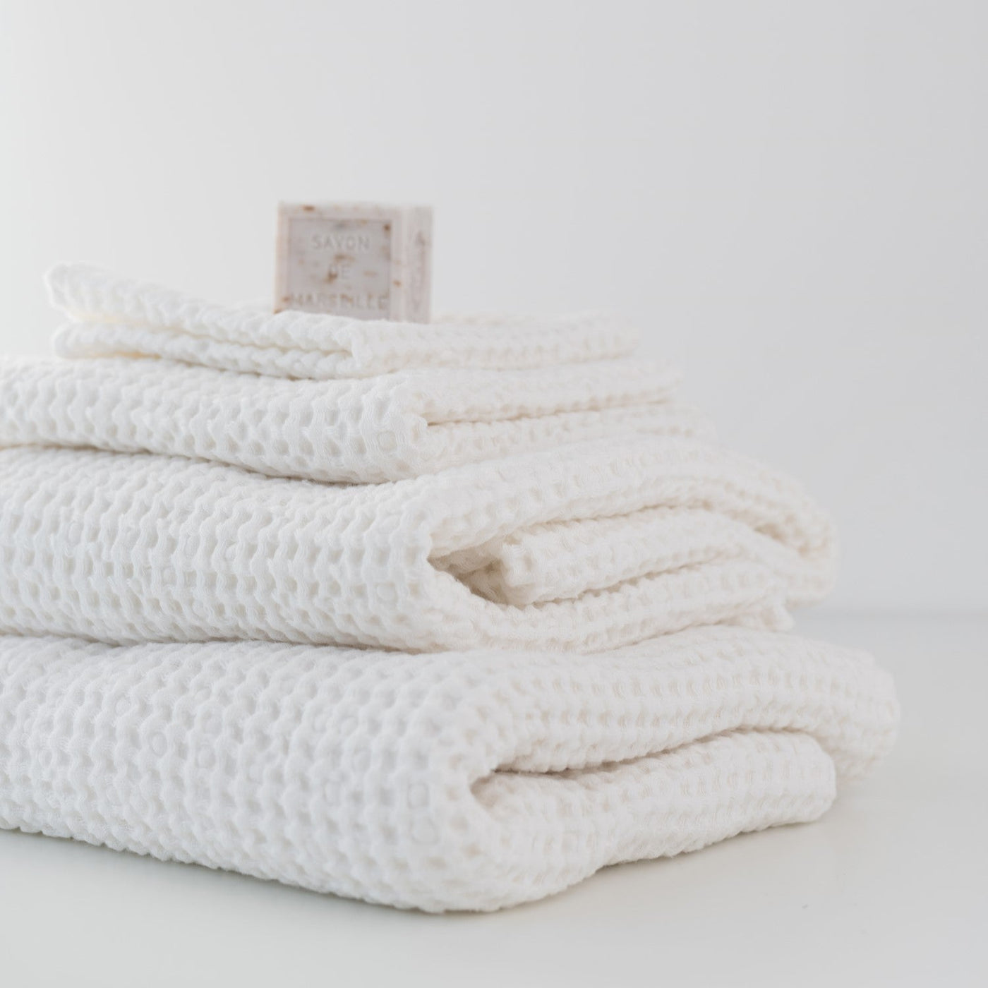 White Linen & Cotton Waffle Towel