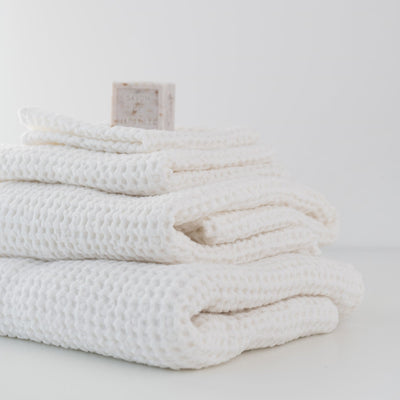 White Linen & Cotton Waffle Towel