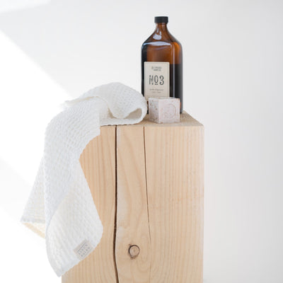White Linen & Cotton Waffle Towel