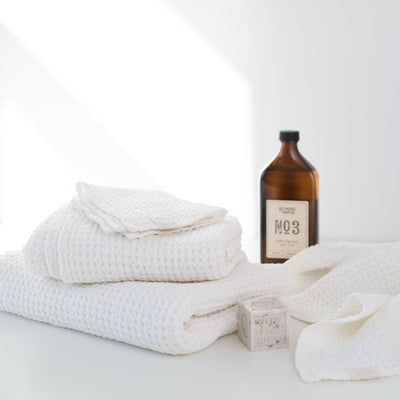 White Linen & Cotton Waffle Towel