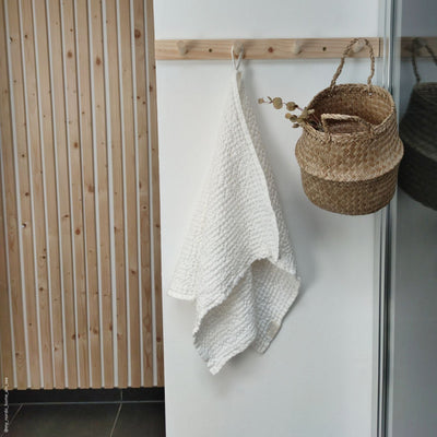 White Linen & Cotton Waffle Towel