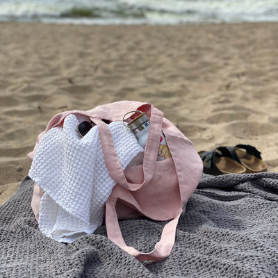 White Linen & Cotton Waffle Towel