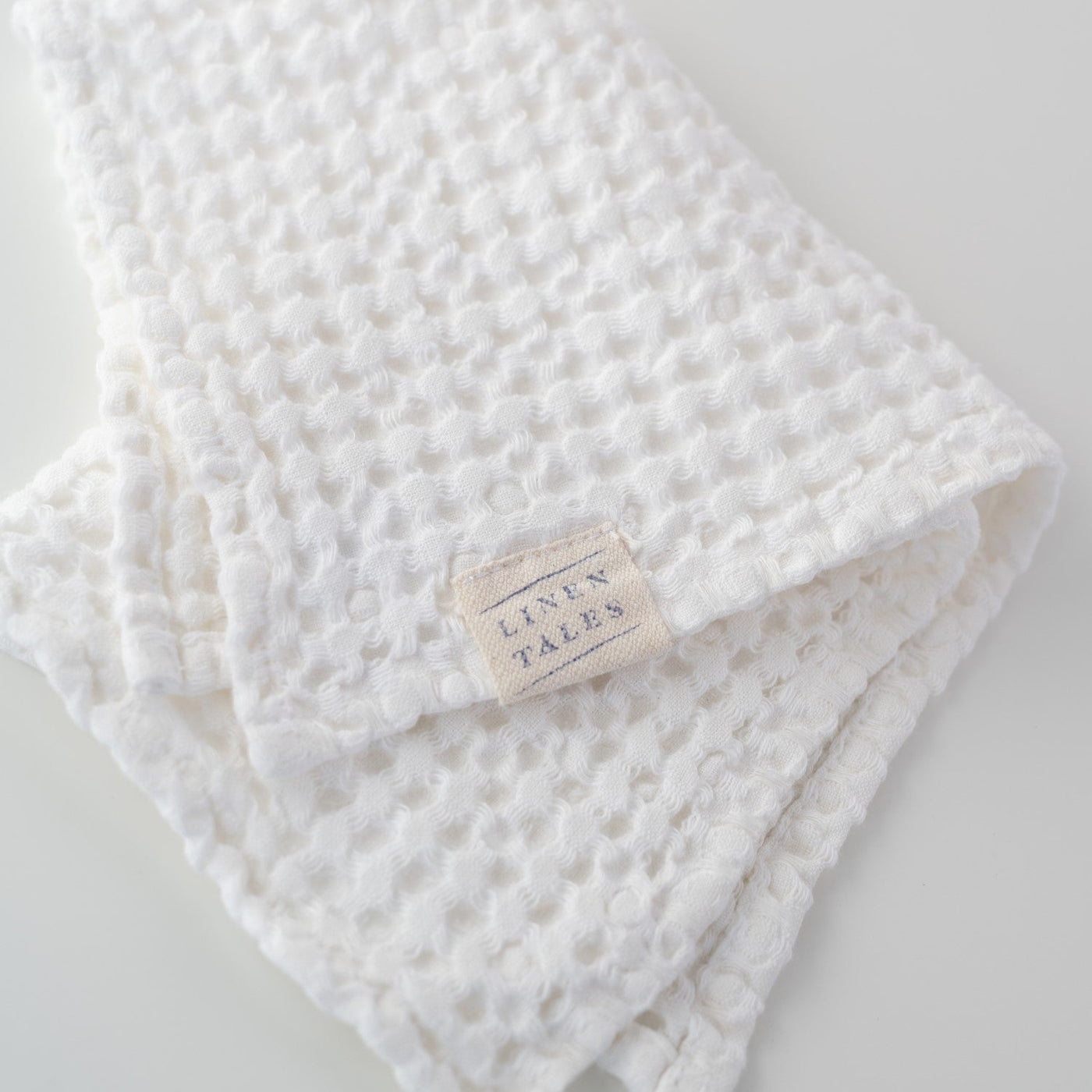 White Linen & Cotton Waffle Towel