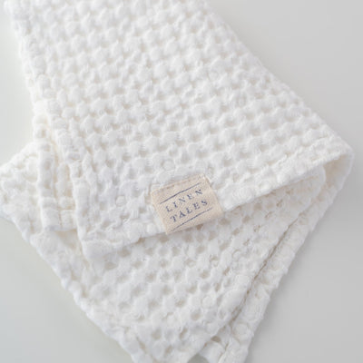 White Linen & Cotton Waffle Towel