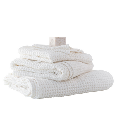 White Linen & Cotton Waffle Towel